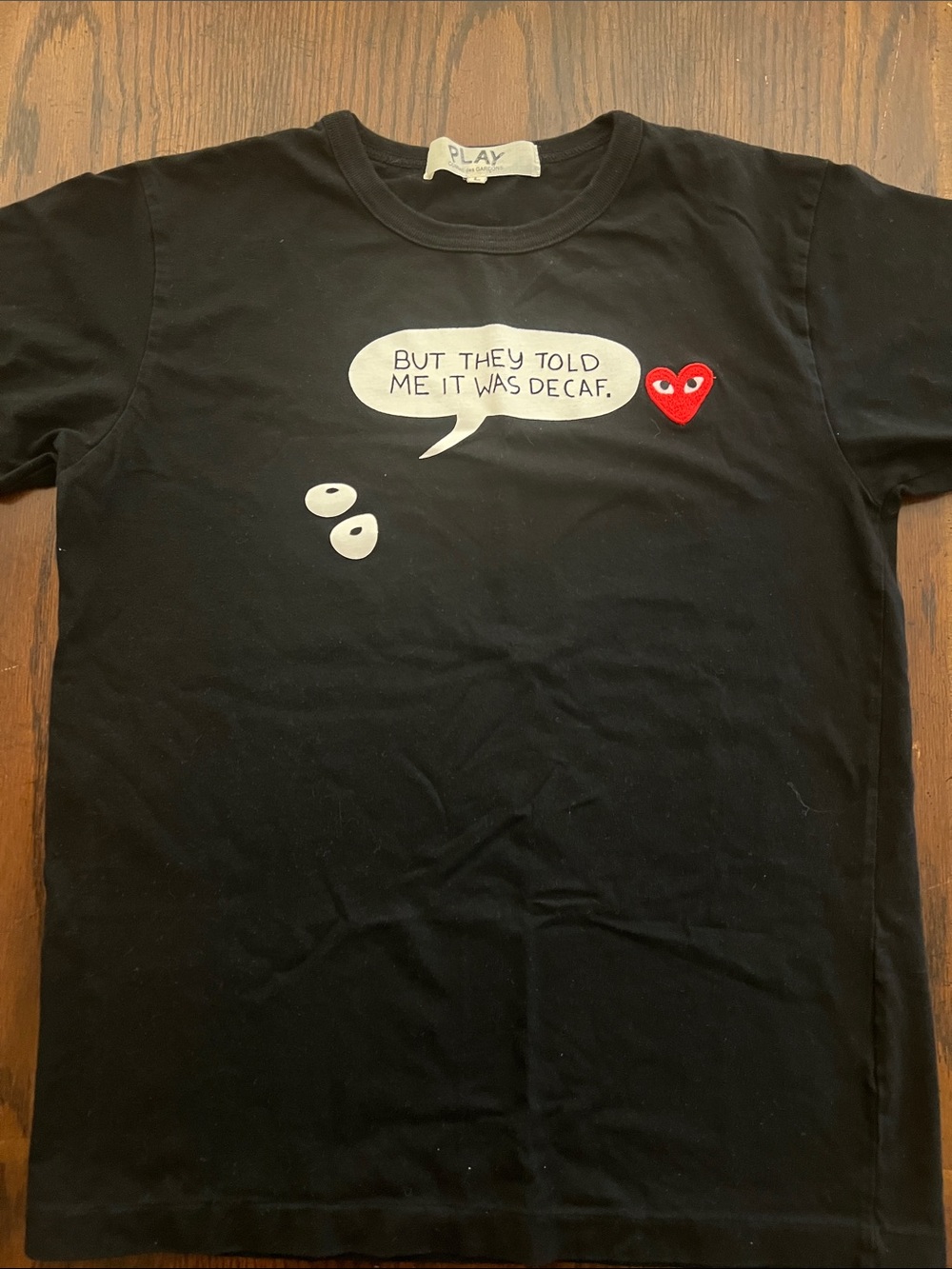 Comme des Garçons PLAY Black Tee with Red Heart Patch